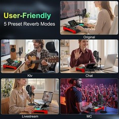 Podcast Equipment Bundle with Live Sound Card Audio Mixer, 3.5mm Condenser Mi…