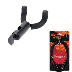 u-mount Mic Stand Guitar Hanger + Universal Elliptical Mic Clip Accessory Set