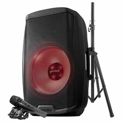 Gemini AS-2115BT-LT-PK 15″ LED Party Light DJ PA Speaker w Stand & Microphone