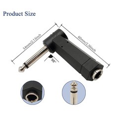 1/4 inch Right Angle Guitar Cable Adapter 90 Degree 6.35mm Male to Female TS