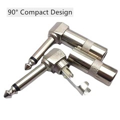 Right Angle 6.35mm 1/4 Inch TS Mono Plug, 4 Pack Audio 1/4″ 90 Degree Right