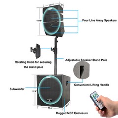 PRORECK 12-Inch 4000W Bluetooth PA Speaker System Line Array Speaker Subwoofer