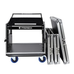 PRORECK 8U Rack Road Case 20″Depth with Slant Mixer Top Professional Flight Case