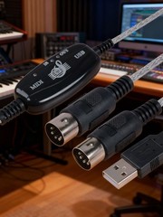 USB IN-OUT MIDI Interface Cable Converter to PC Music Keyboard Adapter Cord