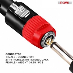 5 Core Speakon 1/4″ Female – Male Connectors Pair 4 Pole SpeakON Connector