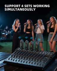 Wireless Microphone System 4 Channel XLR Transmitter Receiver Dynamic/Phantom