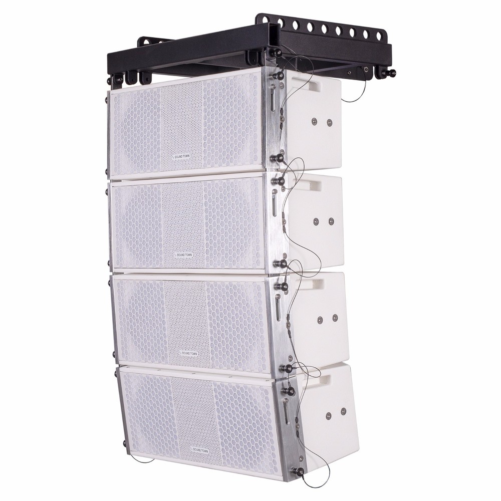 Sound Town ZETHUS Compact Line Array: 4x Dual 8″ Speakers, White ZETHUS-208WV2X4