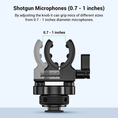 Shotgun Microphone Holder (Cold Shoe), Built-in Soft Silicone, Bumps and Nois…
