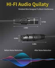 XLR Microphone Cables 1.6FT 2-Pack, Male to Female Balanced, OFC Shielded Mic Co
