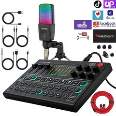 Condenser Microphone Audio Mixer Recording Kit for Home Studio Music Podcast