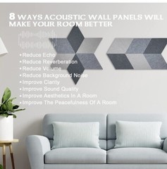 Acoustic Wall Panels 9-Pack Pink Beige Orange Decor Rhombus w/ Spacer 17” x 10”