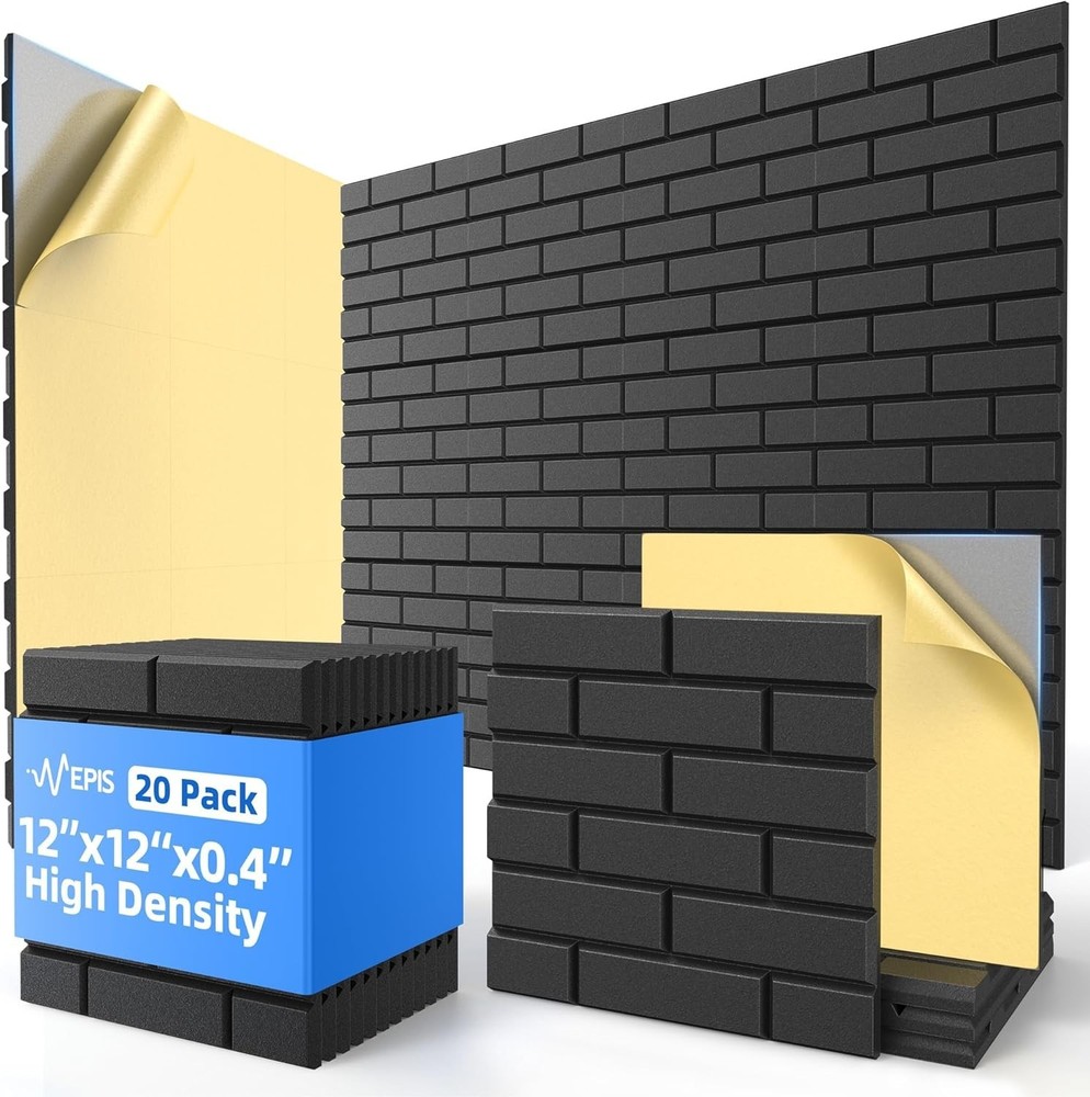 Acoustic Wall Panels 12×12 Inches High Density Soundproof Foam 20 Pack for