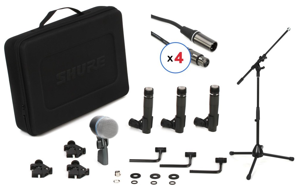 Shure DMK57-52 Drum Microphone Kit with Stand and Cables Package
