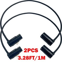 2X 1M Low-Profile Right-Angle 3-Pin XLR Male to Female Adjustable-Angle Cable