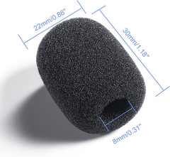 50 Mini Foam Microphone Windscreens Black Covers for Lavalier & Lapel Mics