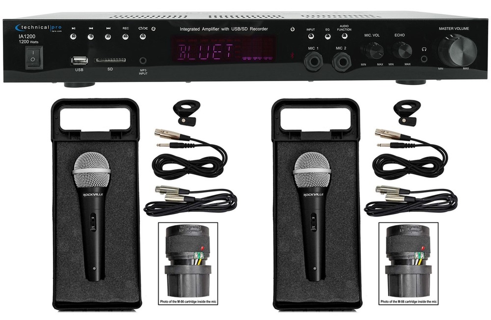Technical Pro IA1200 Pro Integrated Amplifier USB/SD/AUX/RCA + (2) Microphones