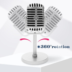 2 Pack Retro Microphone Props Model, 6.7X3.1In Antique Microphone Prop with Stan