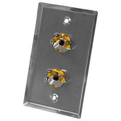 Pair of Stainless Steel Wall Plates – Dual 1/4″ TRS Stereo Jacks Single Gang