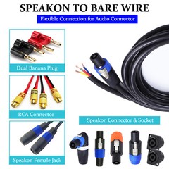 1pc Speakon to Bare Cable 6 Feet 4 Conductor PA DJ Chuchero Tweeter SpeakON Wire