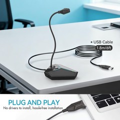 USB Desktop Microphone with Mute Button for Gaming, Podcasting & Streaming