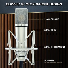 MA-87 Studio Condenser Microphone, 26mm Gold Large Diaphragm Capsule, Includi…