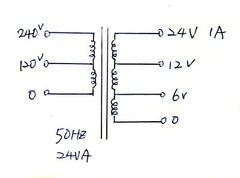 AC power Transformer Input= AC 240V 120V 50Hz Output= AC 6V 12V 24V 1A 24VA