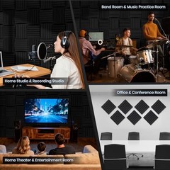 Curved Acoustic Foam Panels 3″ x 12″ x 12″ Sound Proof Foam Panels 36 Pack