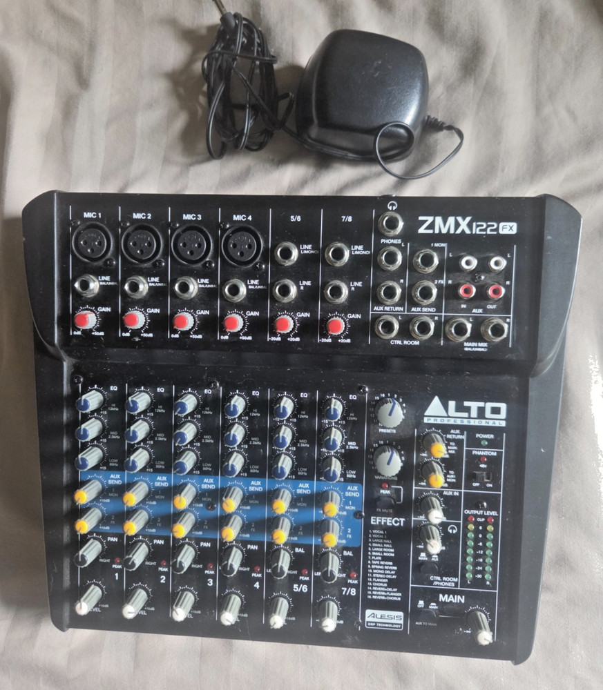 Alto Professional ZMX122FX 8-Channel Compact Mixer with Effects + Power Supply