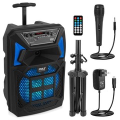 Pyle Bluetooth PA Speaker & Microphone System – Portable Karaoke Black