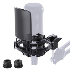 AT2020 Microphone Shock Mount with Metal Pop Filter, Custom Anti-Vibration Su…
