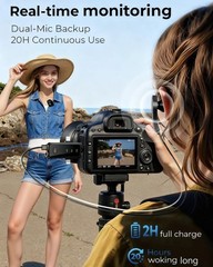 3 in 1 Wireless Lavalier Microphone for Camera,Long Transmission,Noise Reduction