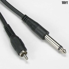 10FT 6.35mm 1/4″ TS Mono Male to RCA Male Guitar Instrument Audio Cable Black