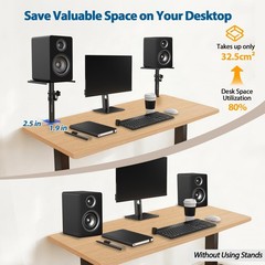 Vondynote Set of 2 Desktop Clamp Speaker Stands Short Studio Monitor Black