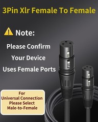 10ft XLR Female to Female 2Pack Balanced Shielded Microphone Audio Cable 3-pin