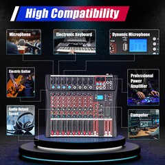 8 Channel USB Bluetooth Live Studio Audio Mixer Power Mixing Console Board w/USB