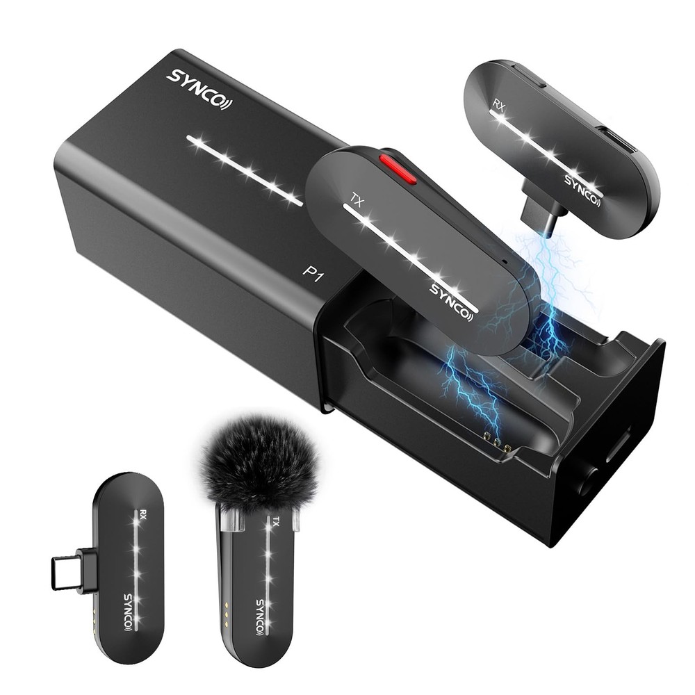 Wireless Lavalier Microphone 48KHz 24Bit, P1ST Lapel Mic with Charging Case f…