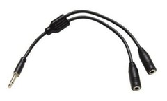 6IN 3.5MM MONO Y-ADAPTER CABLE 3.5MM MALE – TWO 3.5MM FEMALE