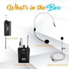 Pyle UHF Professional Wireless Microphone System Kit Black Conference PDWMU112