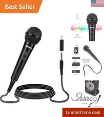 Plug-in Black Handheld Microphone for Singing with Mute Function and Great Sound