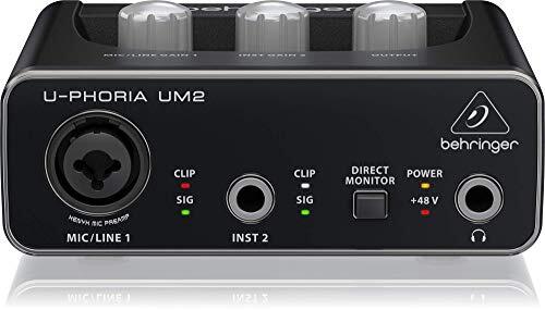 Behringer 2-input 2-output USB audio interface Black 1-Channel UM2 U-PHORIA