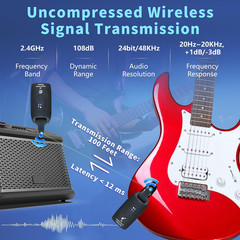 Wireless Guitar System 2.4GHz A9 Transmitter Receiver 100FT Rechargeable