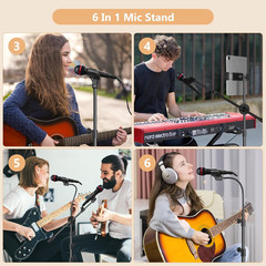 Ramzi Mic Stand,6 in 1 Microphone Stand Floor Boom Mic Stand, Support Boom Goose