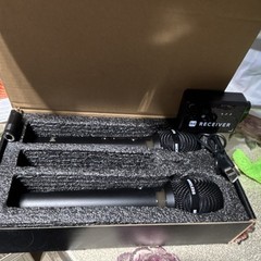 Wireless Handheld/Stand-Held Microphone Set with Receiver, Black, 2 Microphones