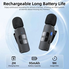 BOYA BY-V Wireless Lavalier Mic Type-C Android iPhone 2.4GHz Recording Vlog