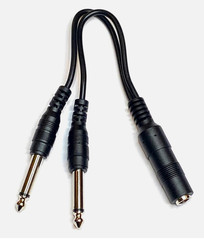 1/4 inch mono TS Female to 2 x 1/4 inch Male Mono TS Y splitter cable