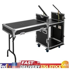 12U PA DJ Rack / Road Case Slant Mixer Top Rack with DJ Table Tops 661 lbs Load