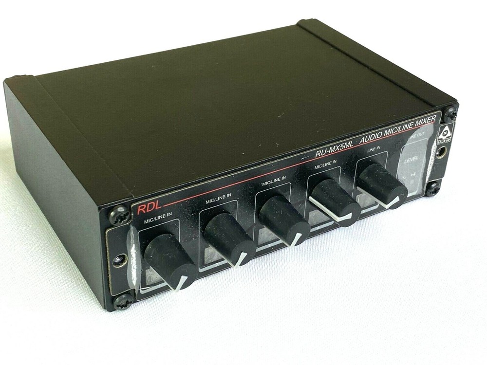RDL RU-MX5ML 5 Input Mic/Line Mixer with 24V Phantom Power Mic/Line Out