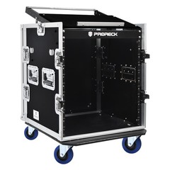 PRORECK 12U SPACE Rack Case With Slant Mixer Top, 20“ Depth, with side table