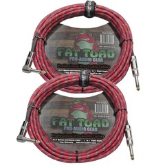 Guitar Cable 20FT Tweed Cloth Woven Braided Right Angle 2 Wires Instrument Cord
