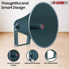 5 Core PA Speaker Paging Horn Throat 16 inch Outdoor Siren All Weather Use